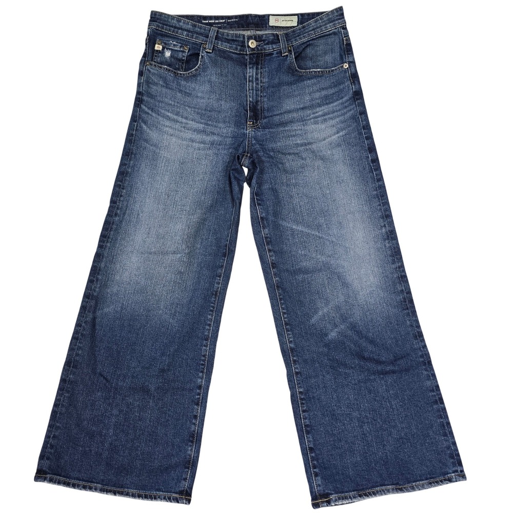 AG Adriano Goldschmied Saige Wide Leg Crop Jeans Mid-Rise Size 29 Blue Denim
